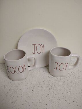 Rae Dunn Joy plate, Joy mug, Cocoa mug NWOT
